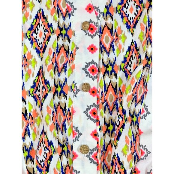 Pink Owl Boho Print Sleeveless Button Up Elastic Waist - Picture 5 of 10